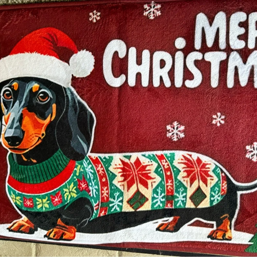 {NEW} Festive Dachshund Christmas Doormat - Non-Slip Soft Indoor/Outdoor
